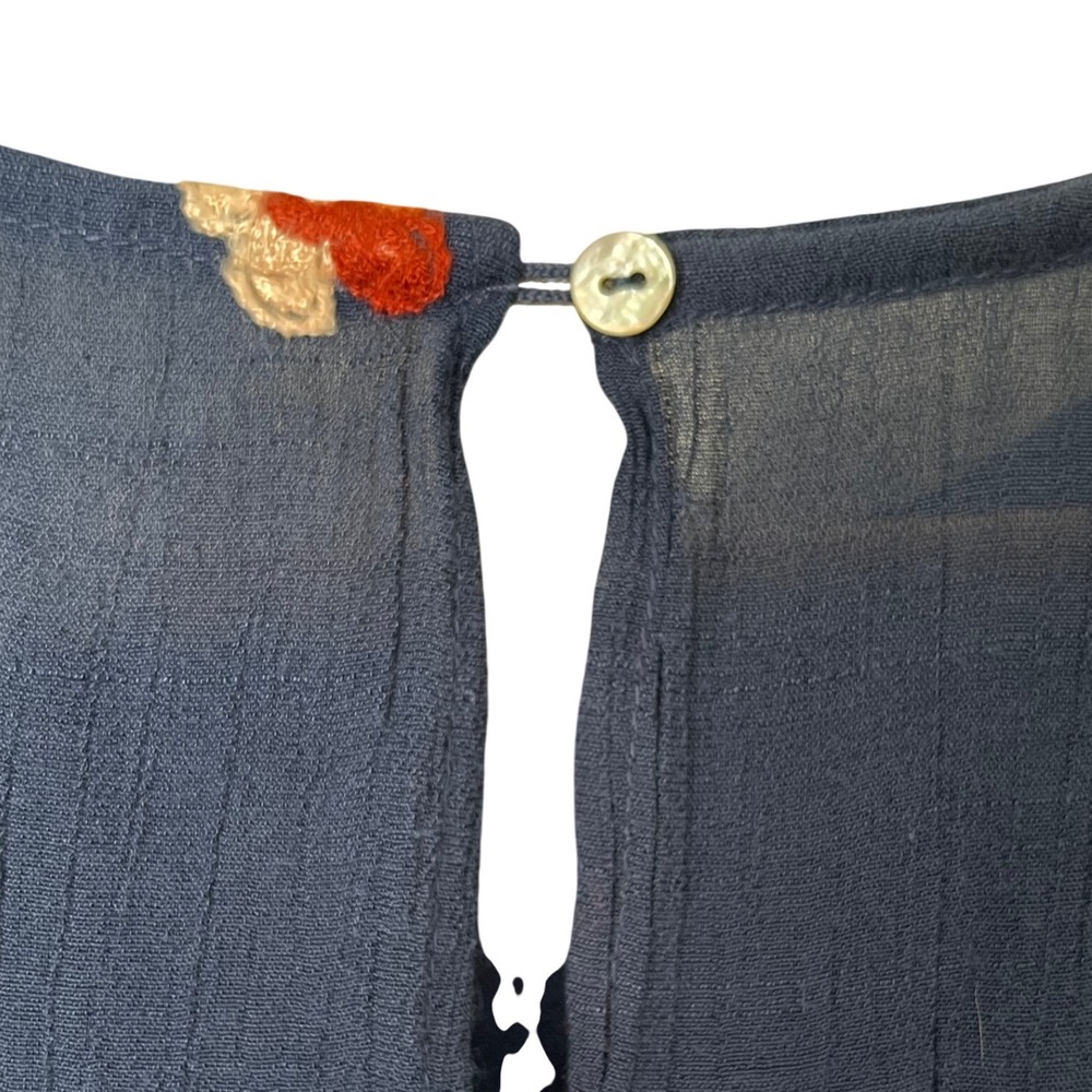 Fig and Flower Women Blue Embroidered Floral Peasant Blouse XL Long Sleeve Boho - Picture 16 of 16